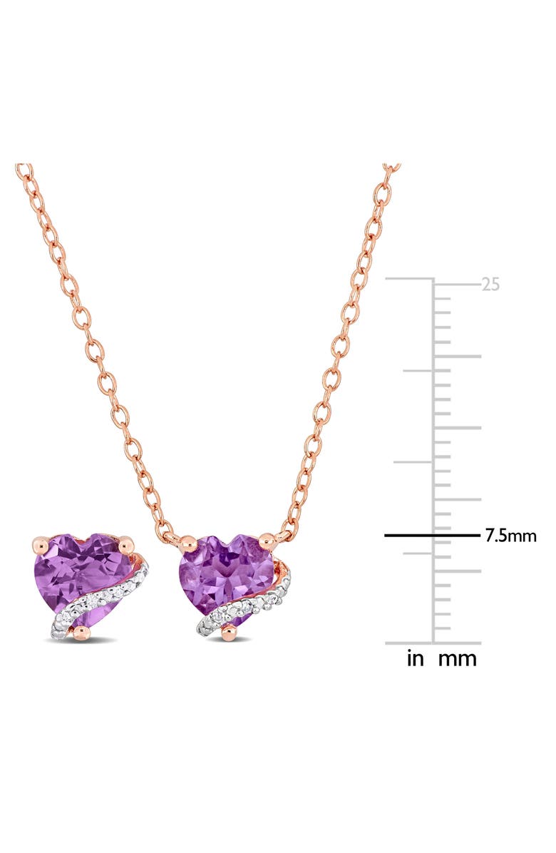 DELMAR Amethyst & Diamond Heart Pendant Necklace & Stud Earrings Set, Alternate, color, 