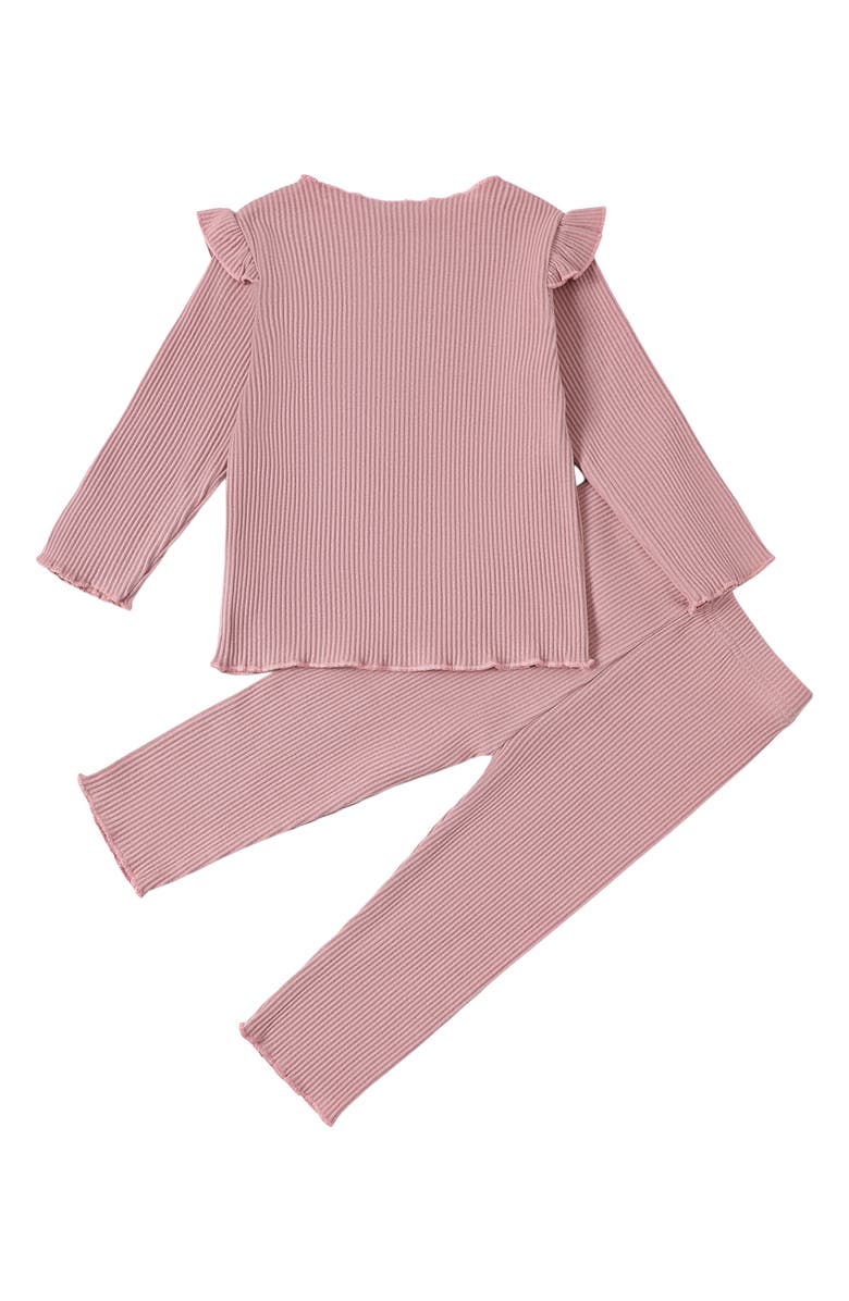 Ashmi & Co. Ashimi Rib Long Sleeve Top & Pants Set, Alternate, color, Caramel