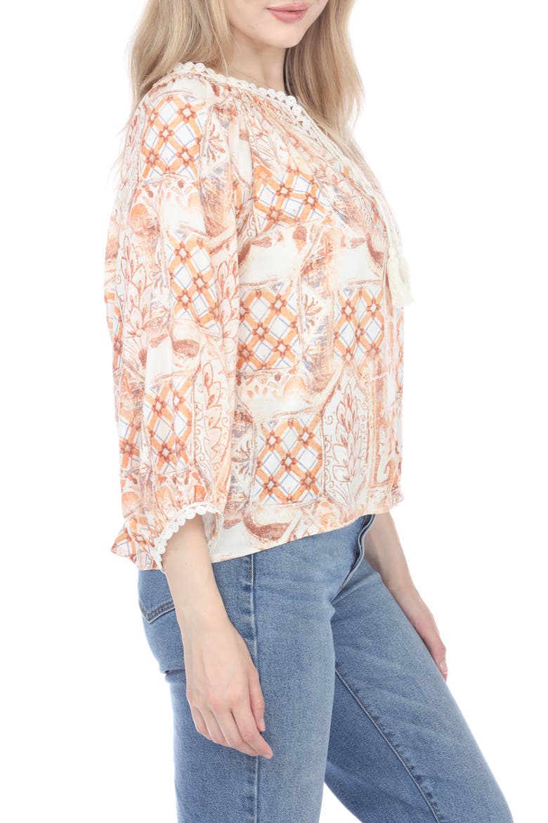 Floral Print Top, Alternate, color, TAN PRINT