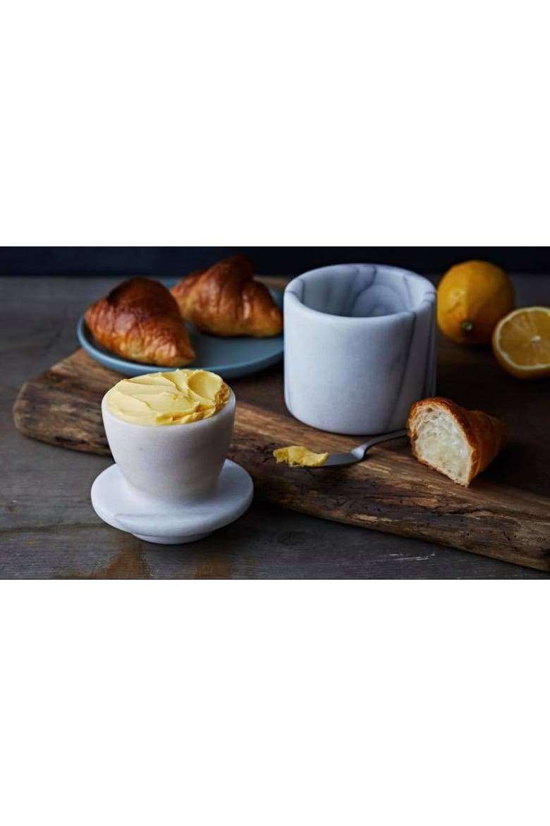 Artifacts Trading Company White Marble Butter Keeper, Alternate, color, White Matte
