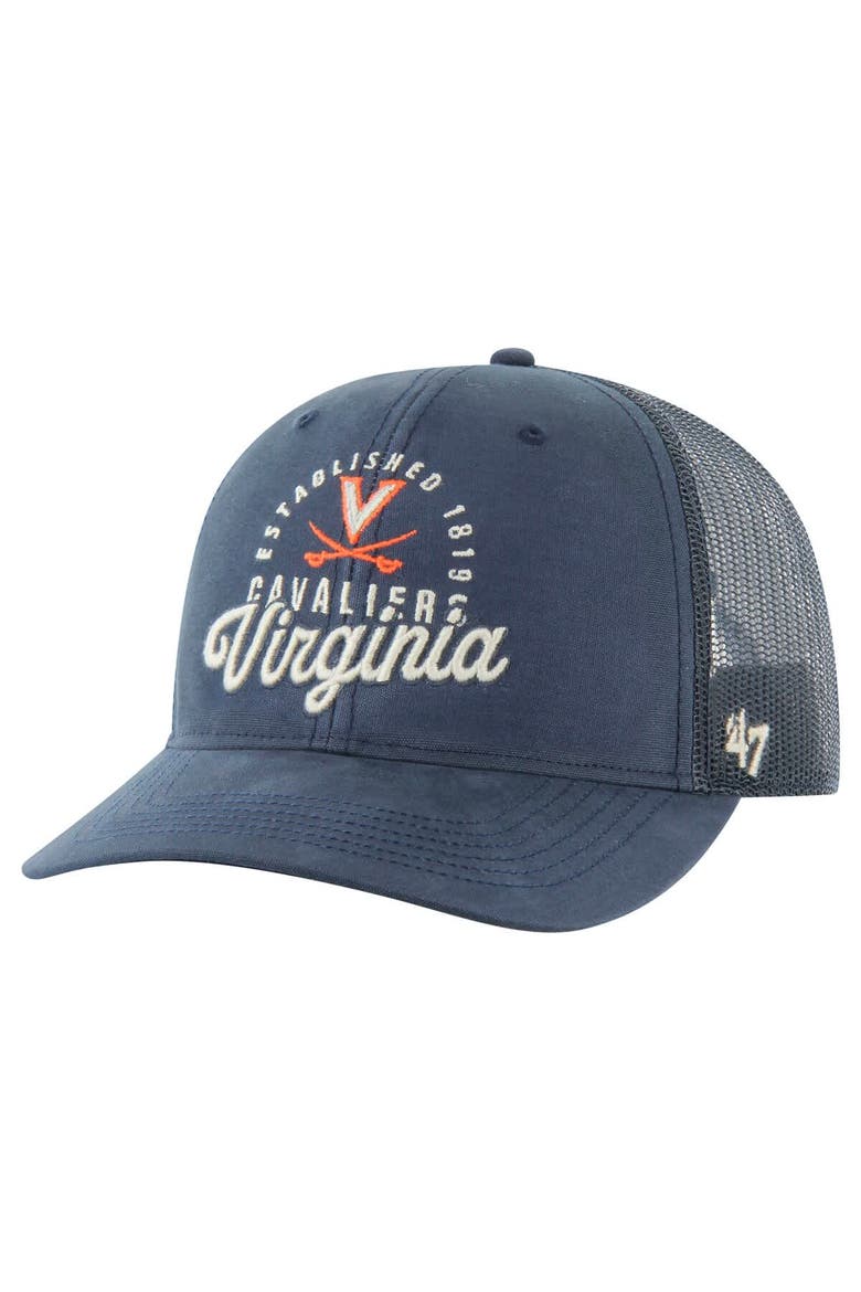 Men's '47 Navy Virginia Cavaliers Pitstop Trucker Adjustable Hat, Main, color, Navy