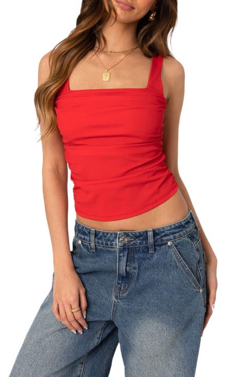 Rio Ruched Square Neck Tank Top