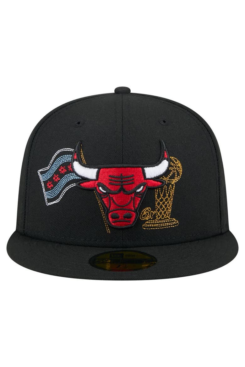 Men's New Era Black Chicago Bulls State Stitch 59FIFTY Fitted Hat, Alternate, color, Black