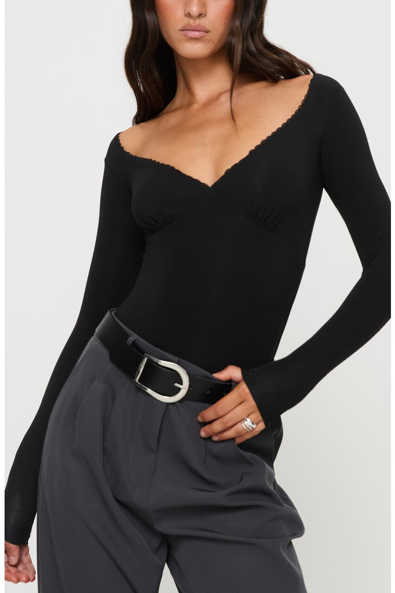 Loveydove Long Sleeve Bodysuit, Alternate, color, BLACK