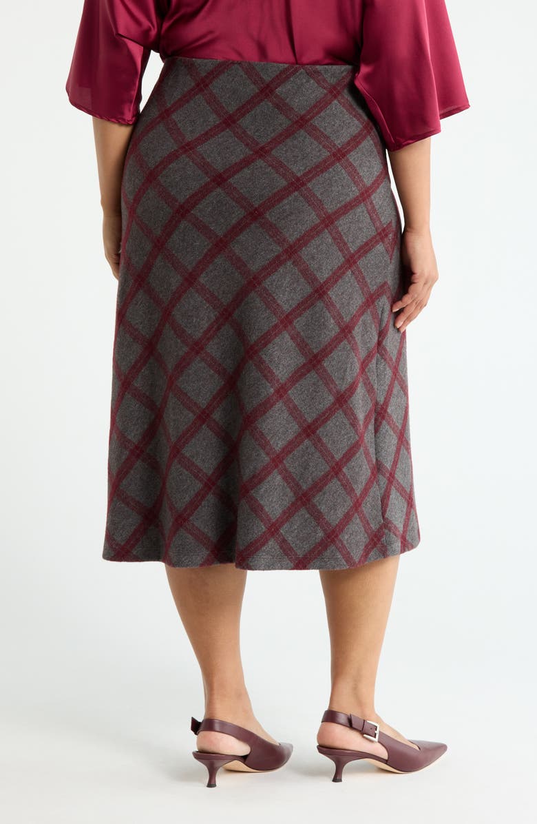 Renee C Plaid Knit A-Line Skirt, Alternate, color, Charcoal