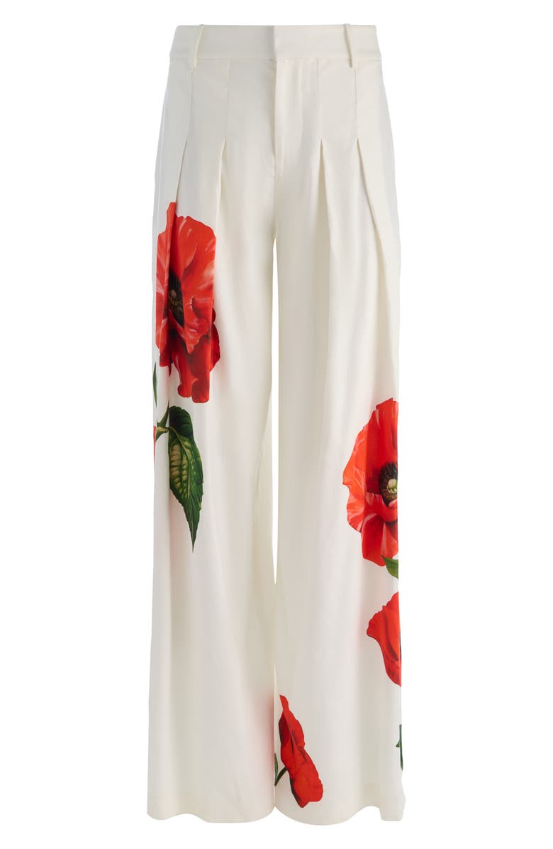 Alice + Olivia Blaire Pleated High Waist Wide Leg Pants, Alternate, color, Summer Poppy