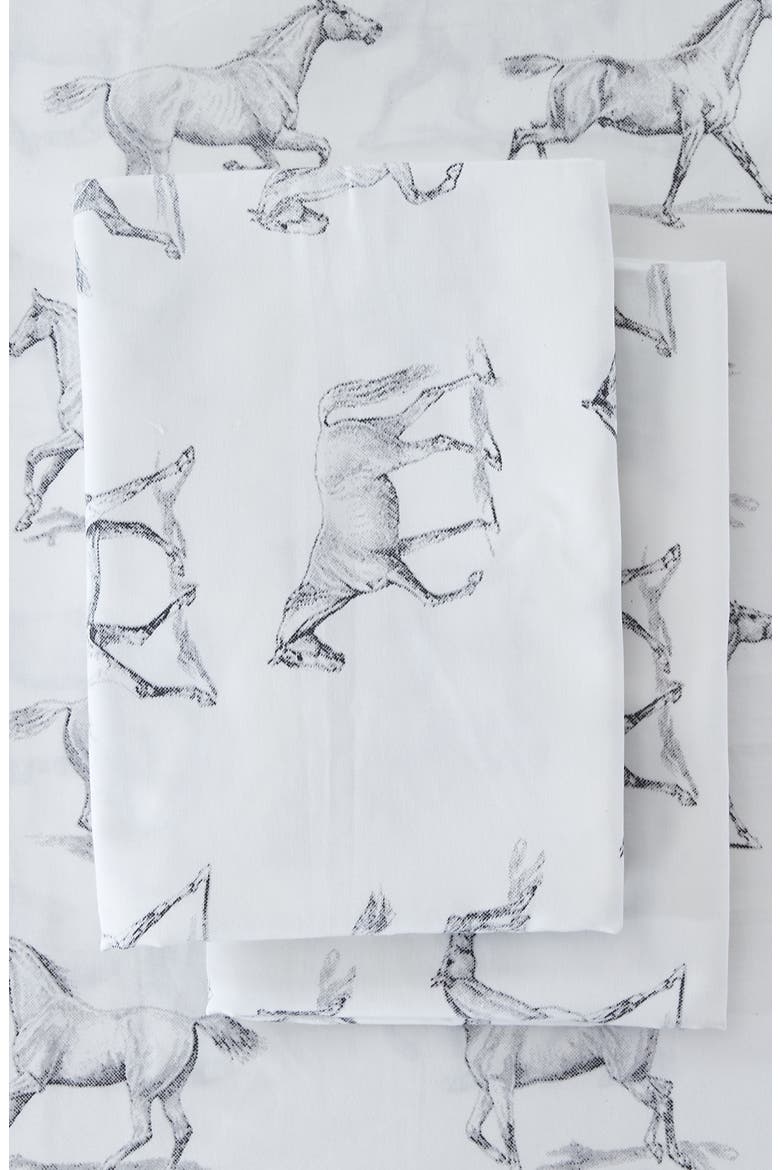 Horse Print 400 Thread Count Cotton Sheet Set, Alternate, color, GREY