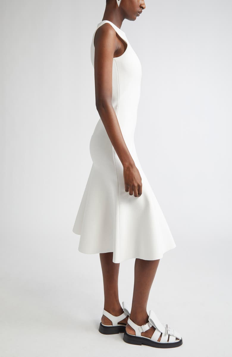 McQueen Banshee Embroidery A-Line Midi Dress, Alternate, color, Optic White/ Crystal