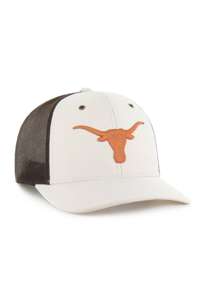 Men's Carhartt x '47 Natural/Brown Texas Longhorns Undyed Trucker Adjustable Hat, Alternate, color, Natural