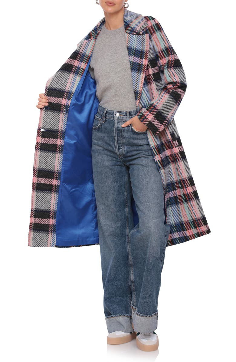 Avec Les Filles Plaid Coat, Alternate, color, Indigo Pink Multi Plaid