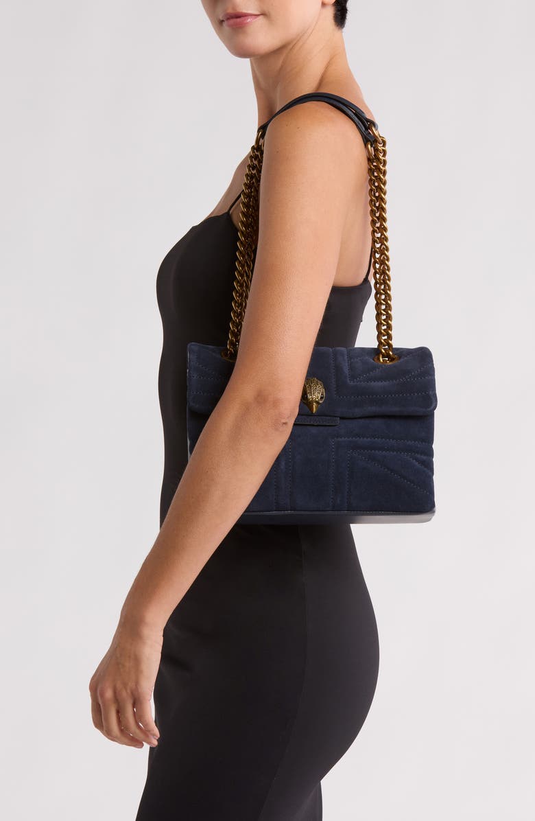 Kurt Geiger London Large Kensington Quilted Suede & Leather Shoulder Bag, Alternate, color,