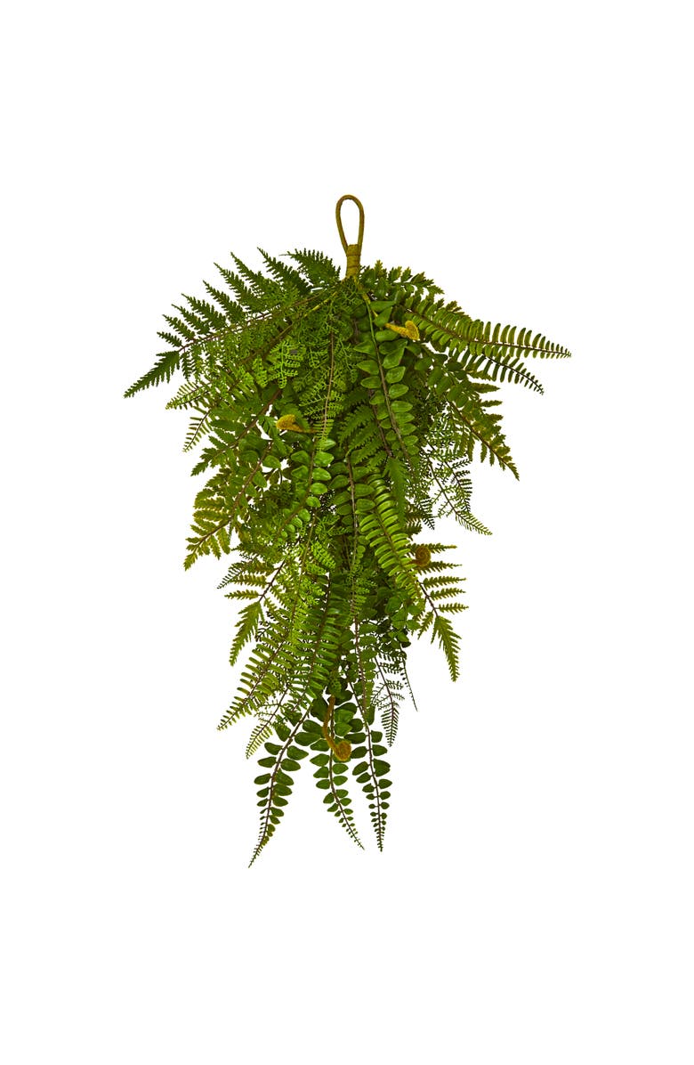 NEARLY NATURAL 28-in Fern Artificial Teardrop, Main, color, Green