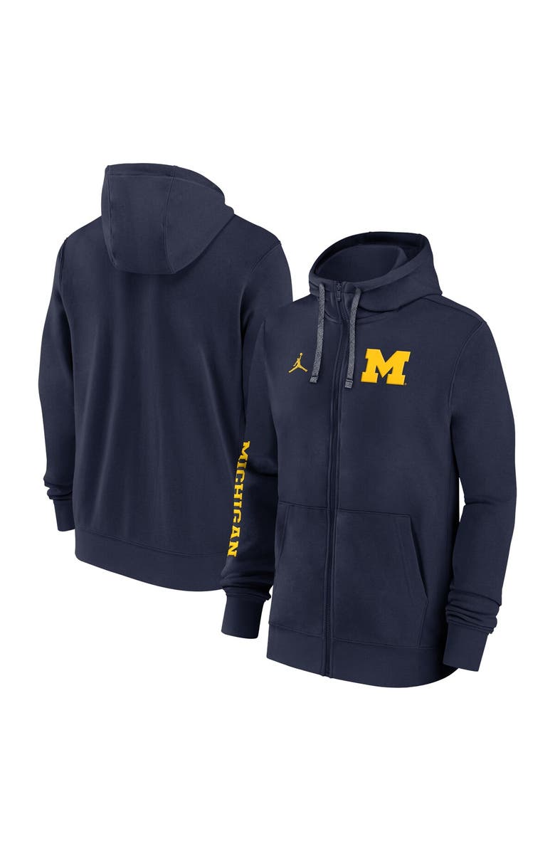 Jordan Brand Men's Jordan Brand Navy Michigan Wolverines 2024 Sideline Full-Zip Hoodie, Main, color, Navy