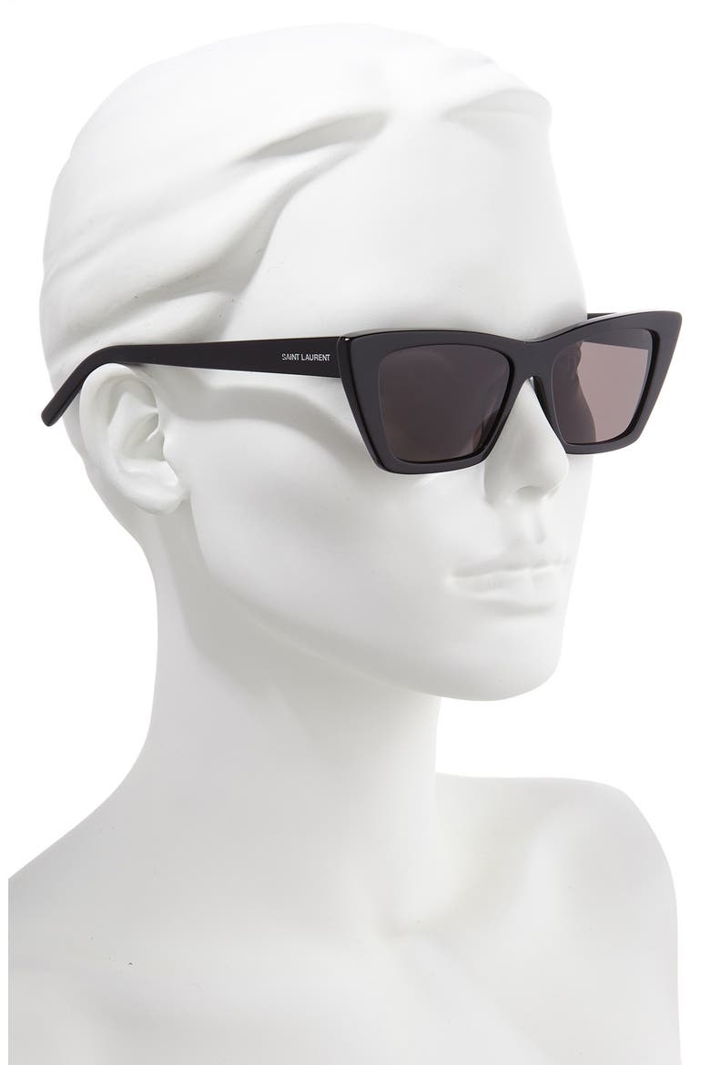 53mm Cat Eye Sunglasses, Alternate, color, SHINY BLACK/ GREY SOLID