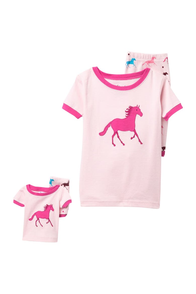 Girls Matching Doll Short Printed Cotton Pajamas, Alternate, color, MULTI