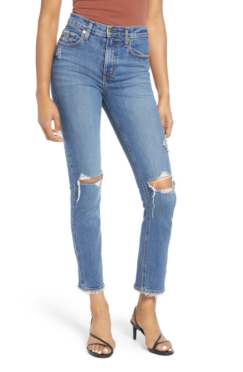 Nobody Denim True High Waist Ripped Slim Ankle Jeans, Main, color, 
