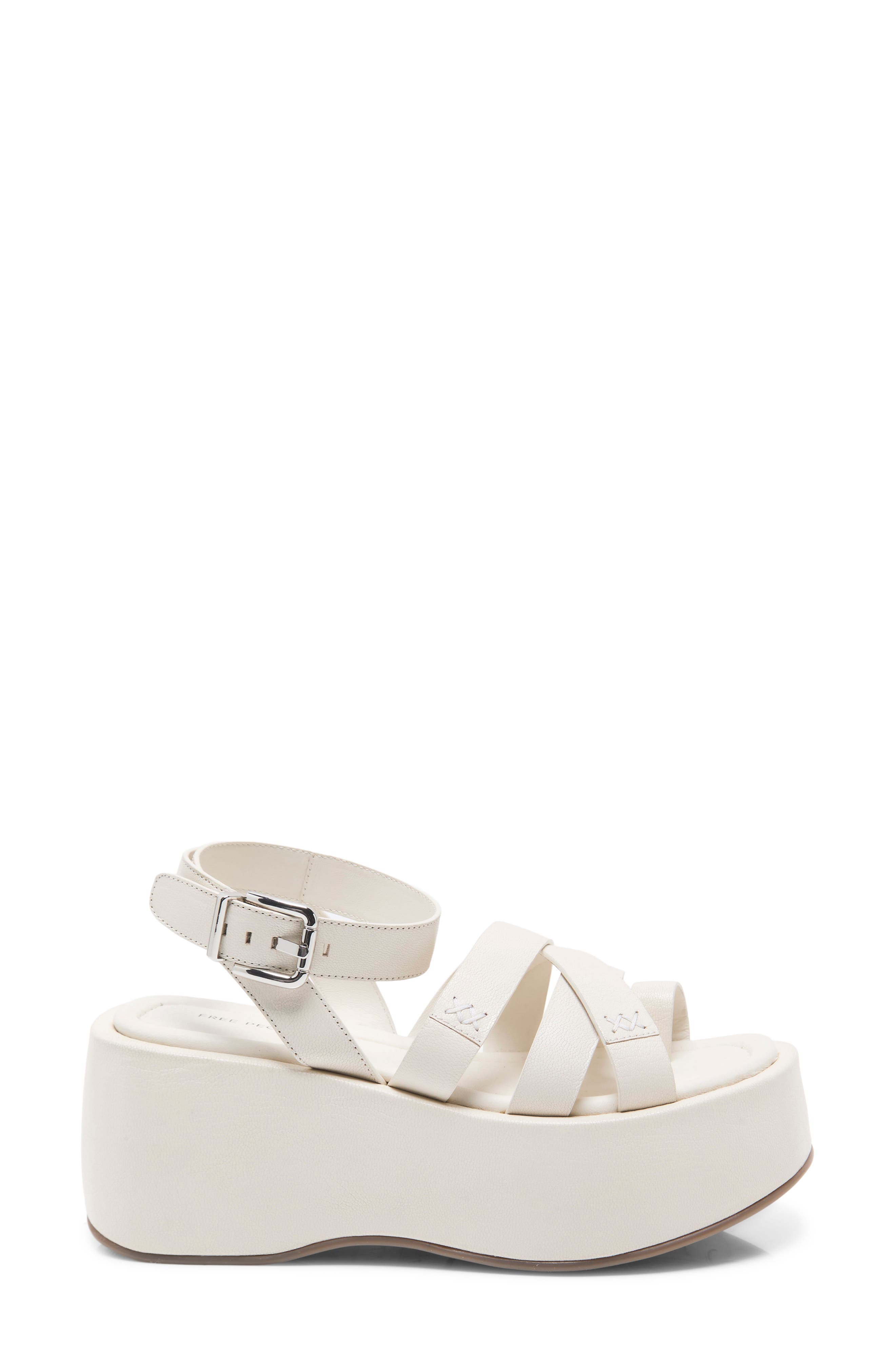 Hazel Platform Sandal, Alternate, color, BONE LEATHER