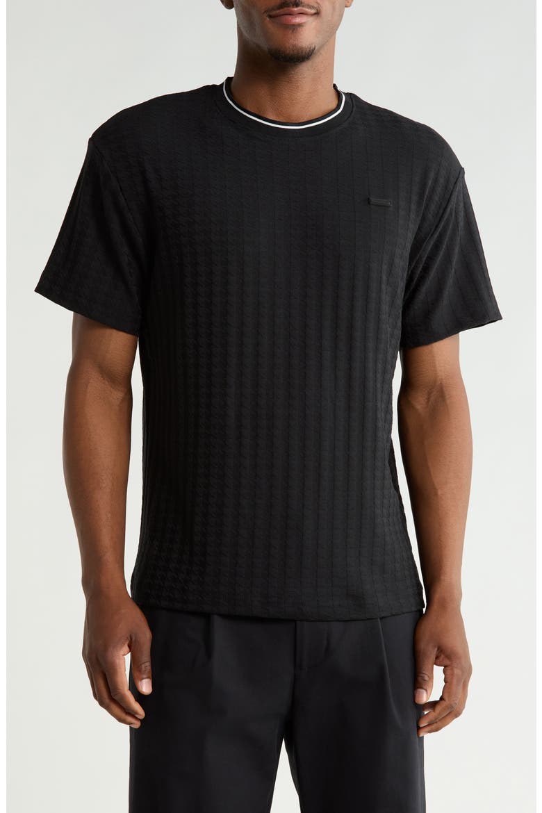 Tipped Stretch Cotton T-Shirt, Main, color, BLACK