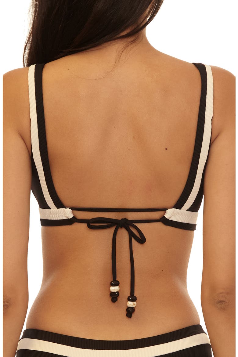 Coast Line Triangle Bikini Top, Alternate, color, BLACK/ TAN