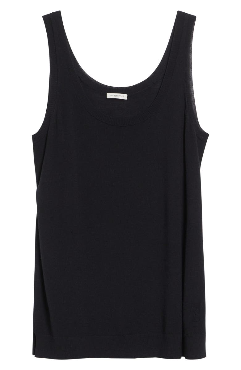 Lafayette 148 New York Scoop Neck Merino Wool Sweater Tank, Alternate, color, Black