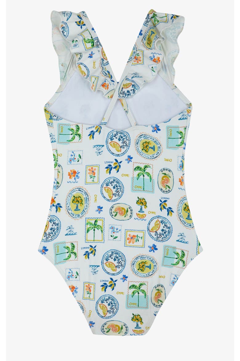 Capri Vibes Square Neck Ruffle One Piece, Alternate, color, White