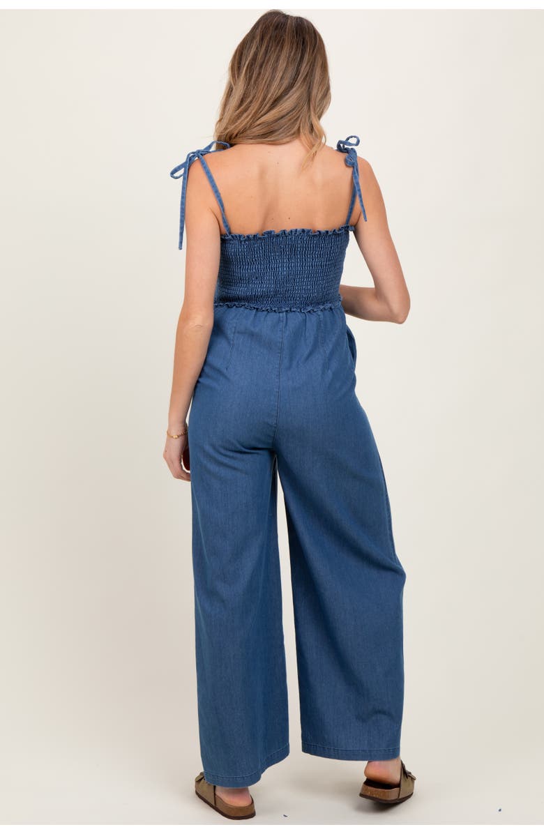PinkBlush Chambray Shoulder Tie Smocked Jumpsuit, Alternate, color,