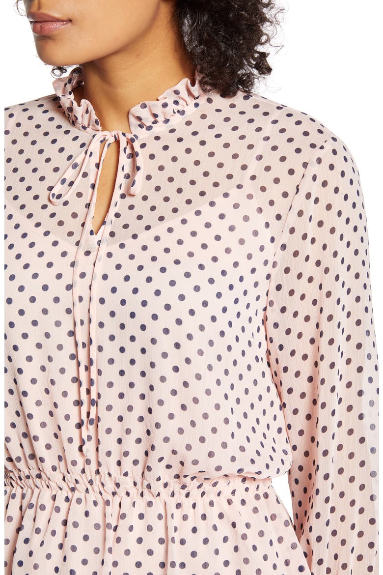 Polka Dot Long Sleeve Peplum Top, Alternate, color, MILLY DOT- BALLERINA PINK