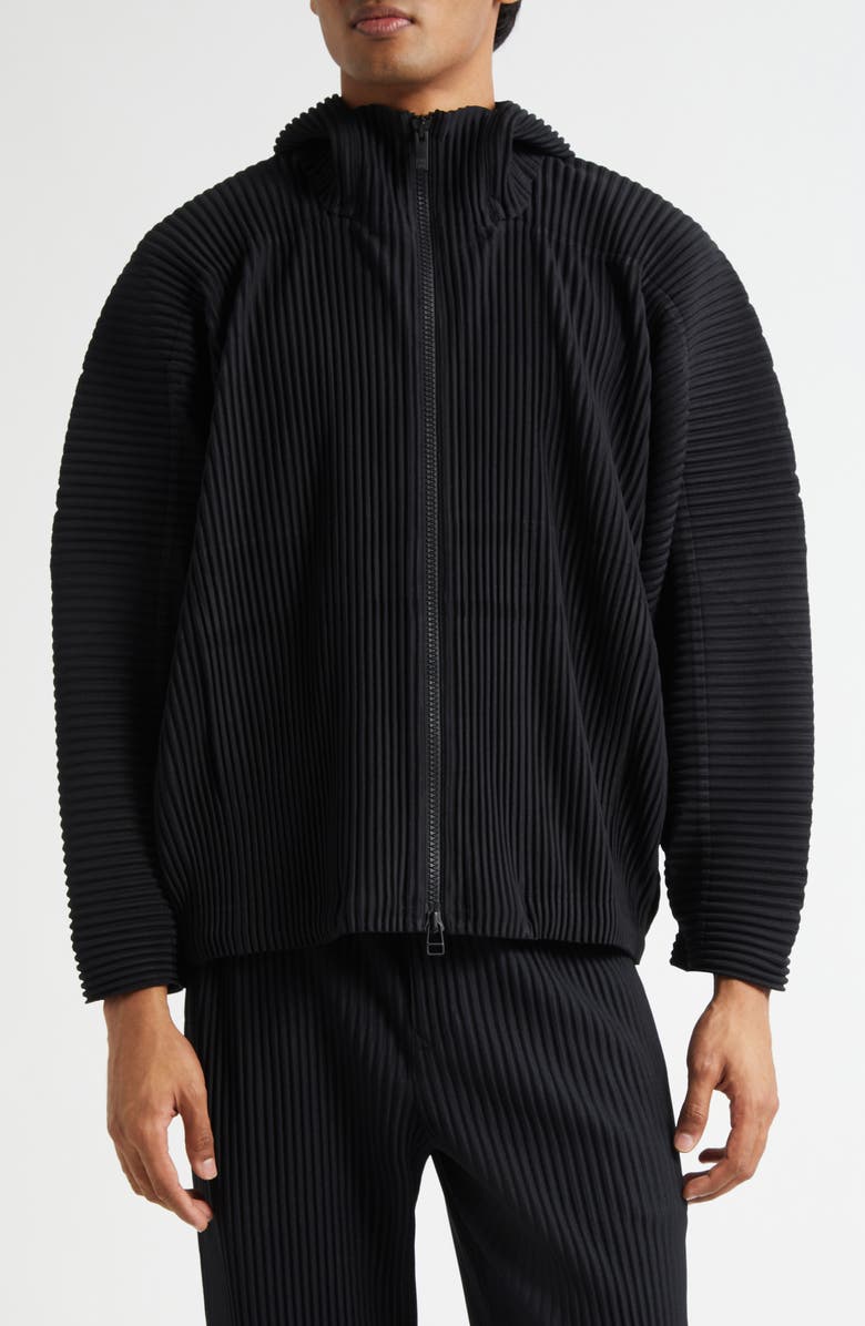 Homme Plissé Issey Miyake Monthly Colors May Pleated Hooded Jacket, Main, color, Black