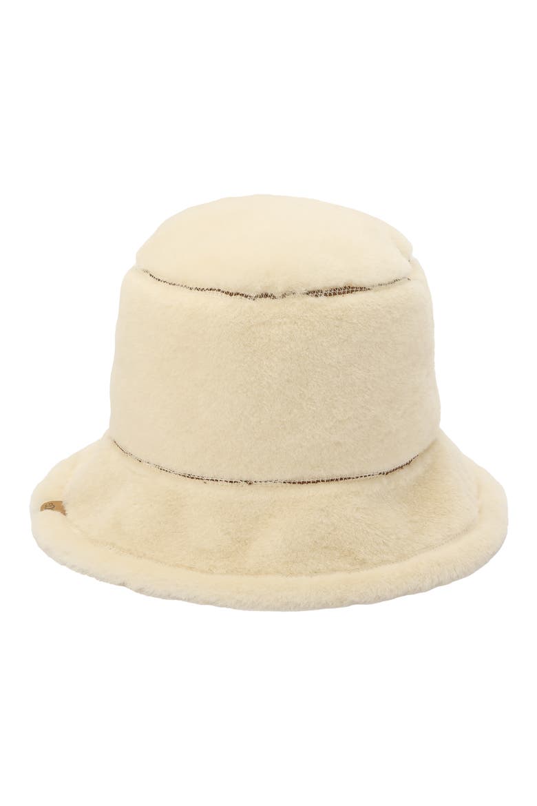 Frankie Reversible Faux Fur Bucket Hat, Alternate, color, DARK CHESTNUT/ CREAM