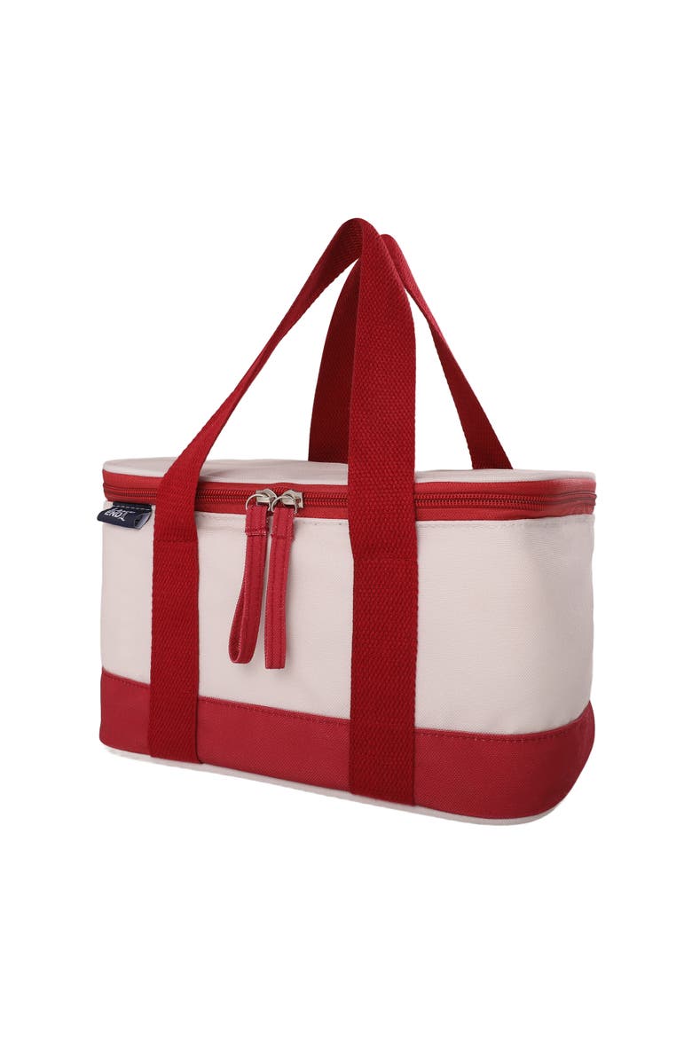 Rectangular Small Cooler Bag Insulated 1.5 Gal, Canvas Soft Cooler with Tote Handles and Zip Closure, Alternate, color, Cranberry