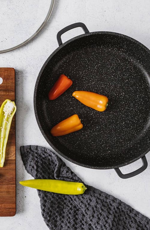 Cuisine::pro ® Granite Sauté Pan With Lid 6.3 Qt. In Black