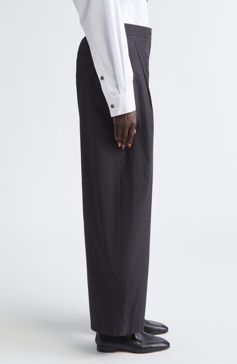 Lafayette 148 New York Cooper Pleated High Waist Barrel Leg Pants, Alternate, color, Black