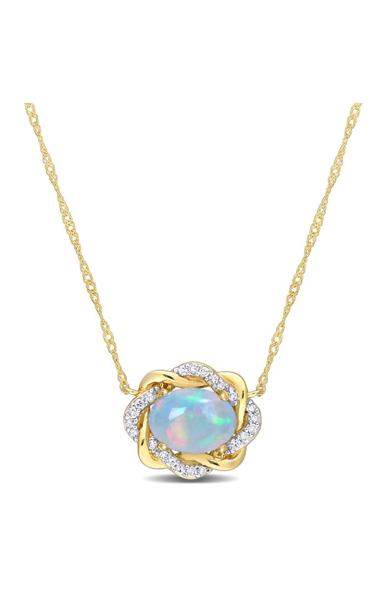 Julianna B. Opal & Diamond Halo Necklace 10K, Main, color, 10K Yellow Gold
