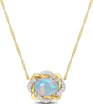 Julianna B. Opal & Diamond Halo Necklace 10K