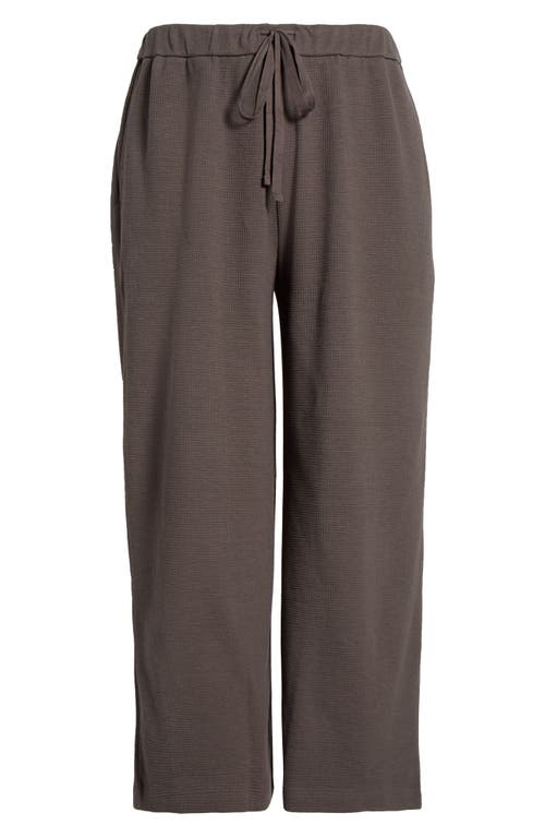 Eileen Fisher Organic Cotton Blend Ankle Wide Leg Drawstring Pants In Brown
