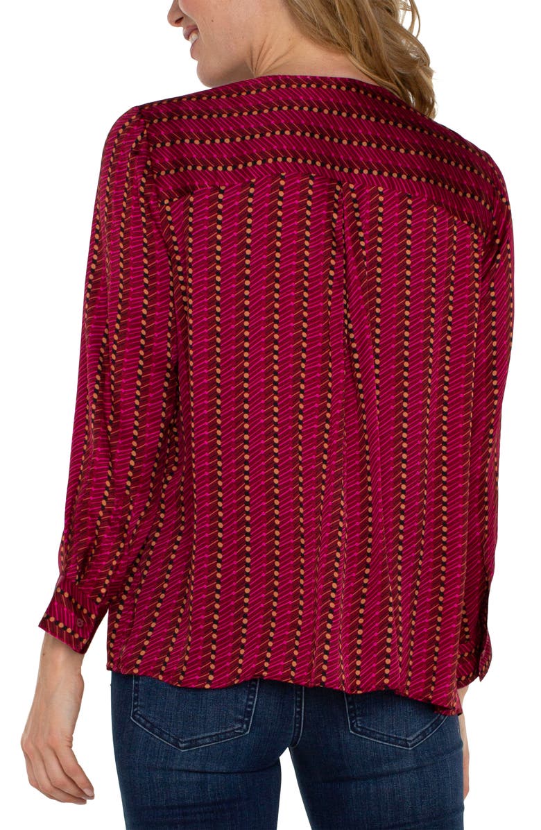Liverpool Ruby Dotted Stripe Popover Top, Alternate, color, Ruby Dotted Stripe