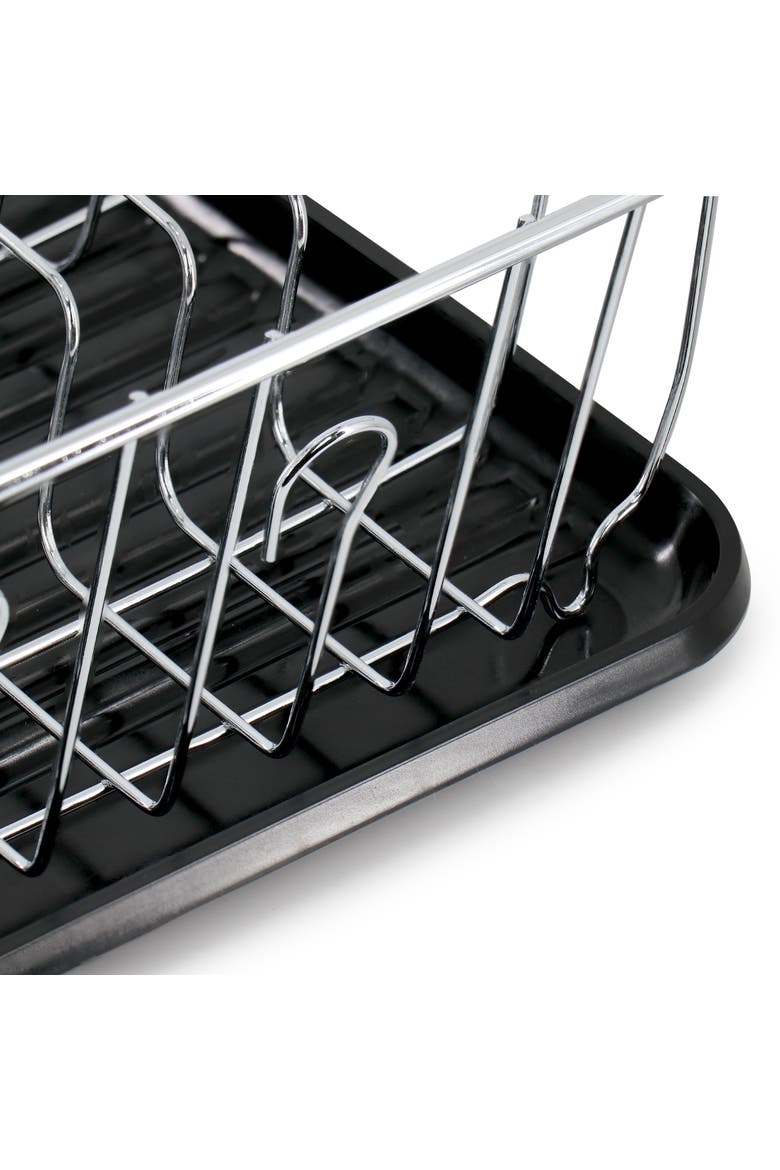 16 Inch Chrome Plated and Plastic Counter Top Drying Dish Rack, Alternate, color, Black