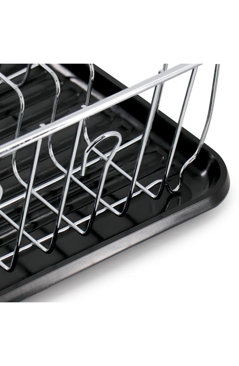 Megachef 16 Inch Chrome Plated and Plastic Counter Top Drying Dish Rack, Alternate, color, Black