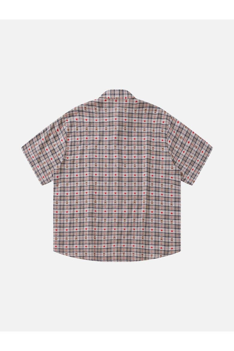 Crochet Heart Pocket Plaid Shirt, Alternate, color, Red