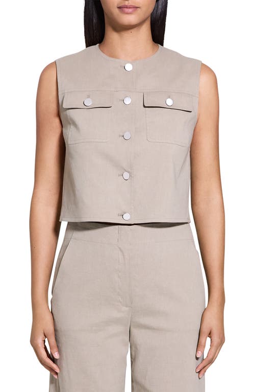 Theory Wool And Cashmere Cropped Cardigan Jacket In Soft Taupe