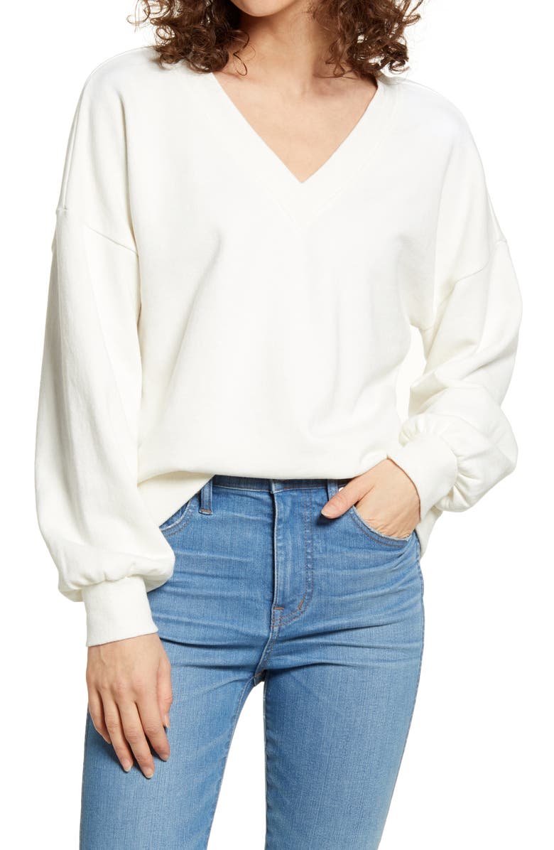 Madewell Hemp & Organic Cotton Blend V-Neck Sweatshirt, Main, color,