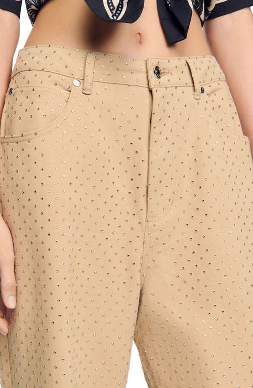 Sandro Rhinestone-embellished Jeans In Sand