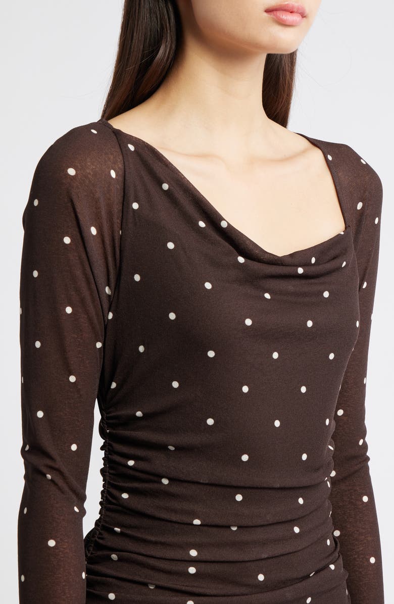 Rails Celano Polka Dot Long Sleeve Minidress, Alternate, color, Cocoa Polka Dots