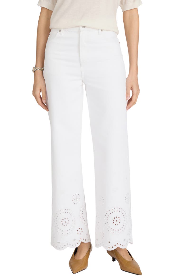 The Eyelet Flare Jeans, Main, color, WHITE