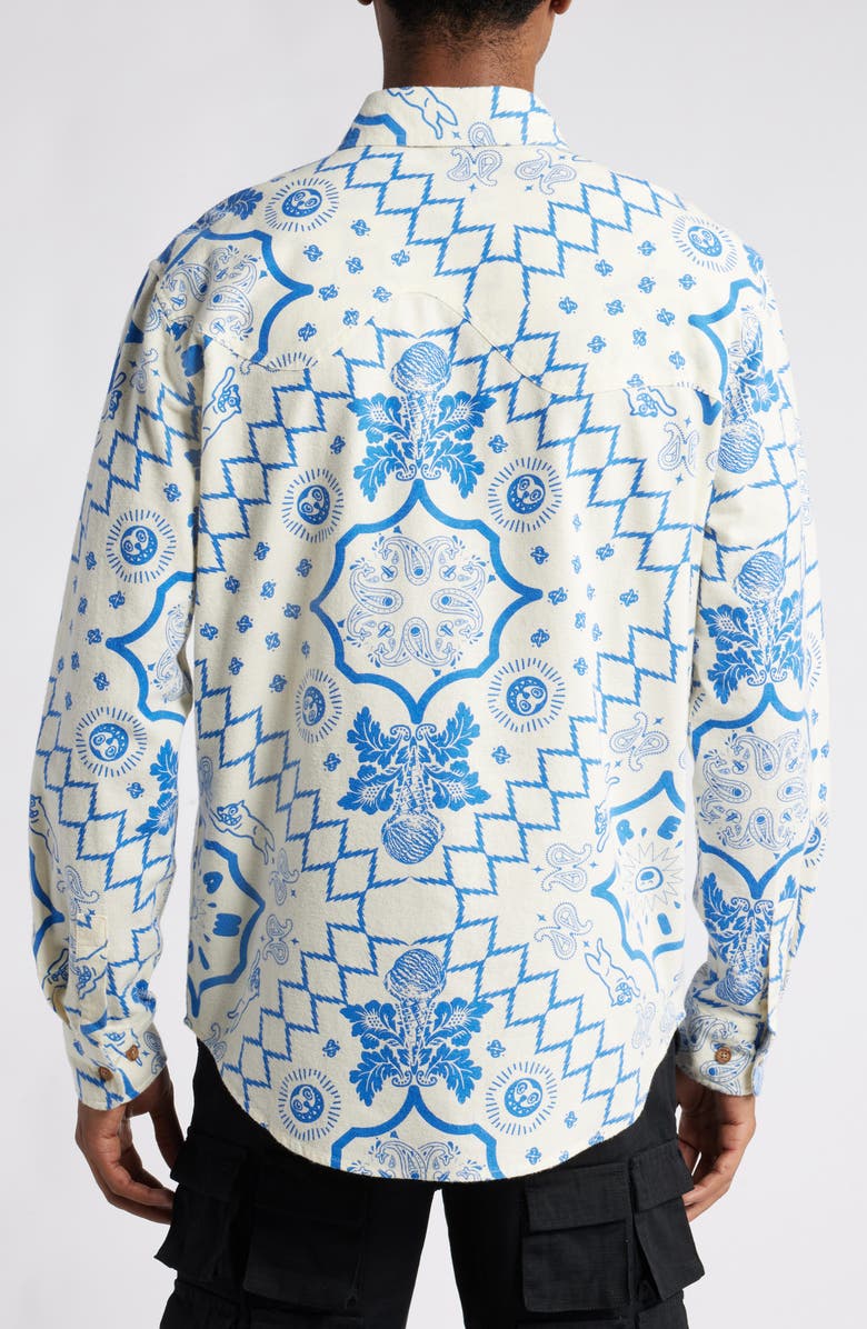 ICECREAM The Bands Patterned Button-Up Shirt, Alternate, color, Antique White