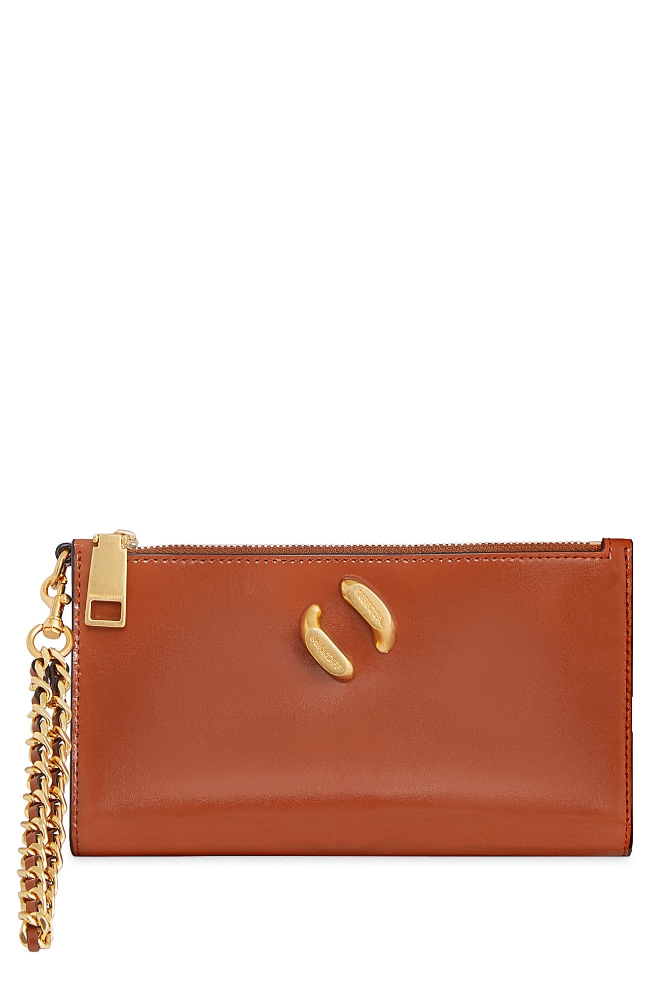 Rebecca Minkoff Infinity Chain Strap Leather Wristlet, Main, color, 