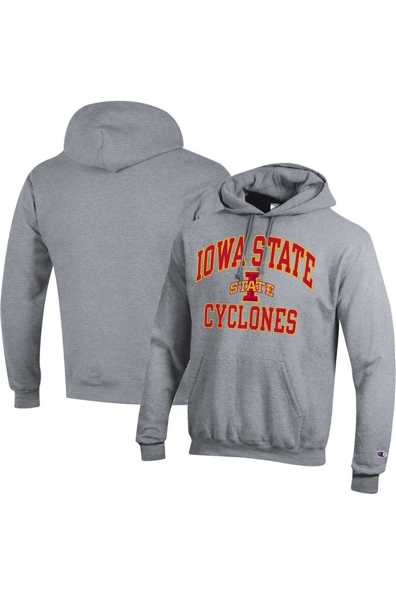 Men's Champion Heather Gray Iowa State Cyclones High Motor Pullover Hoodie, Main, color, Heather Gray