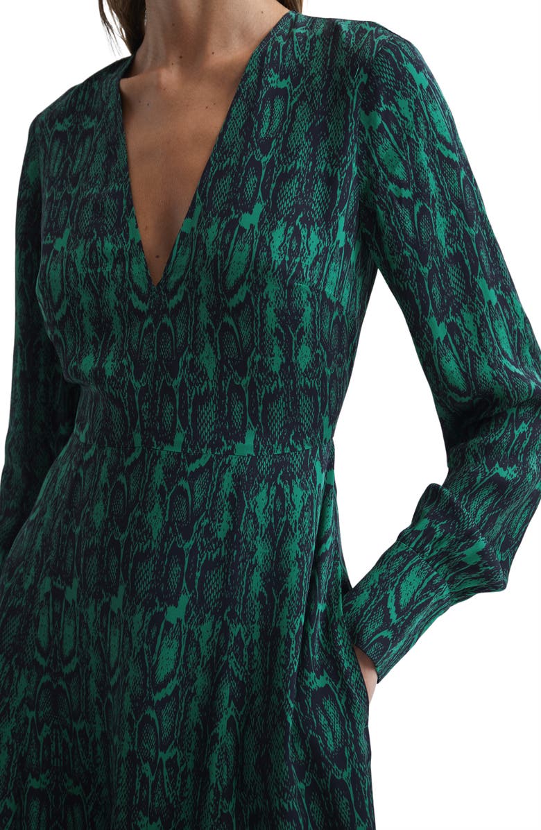 Reiss Greta Long Sleeve Snakeskin Print Dress, Alternate, color,