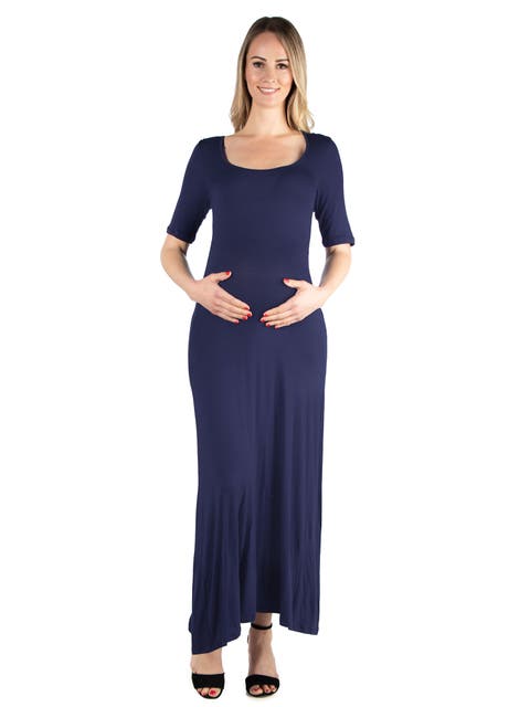 Casual Maternity Maxi Dress With Sleeves