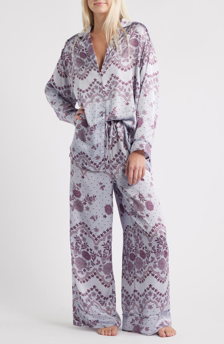 Free People Dreamy Days Print Pajamas, Main, color, Ice Combo